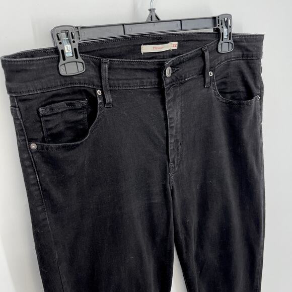 Levi's Skinny 711 Women's High Rise Slim Fit Skinny Jeans Size 32 Black Stretch - Picture 2 of 9